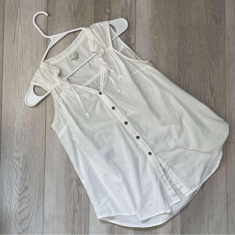 Odille Romantic Blouse button front tie sleeveless womens White (size 0)